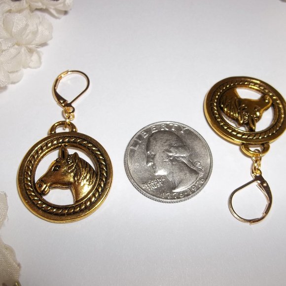 Gold Horse Earrings Jewelry Gift Set Woman Country Western Ranch Gift NWT C066 - Picture 3 of 9
